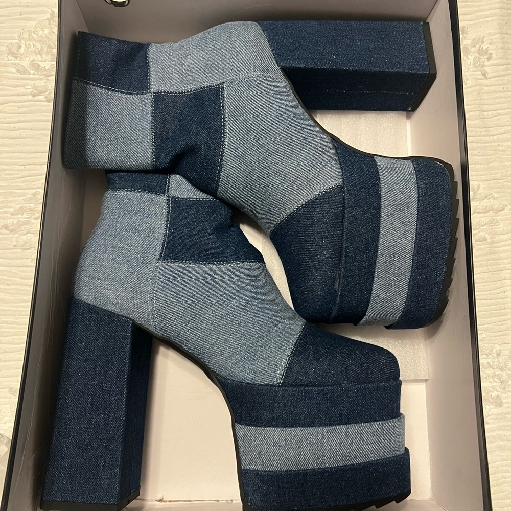 Lamoda Brand New Never Worn NWT Denim Platform boots DOLLS KILL